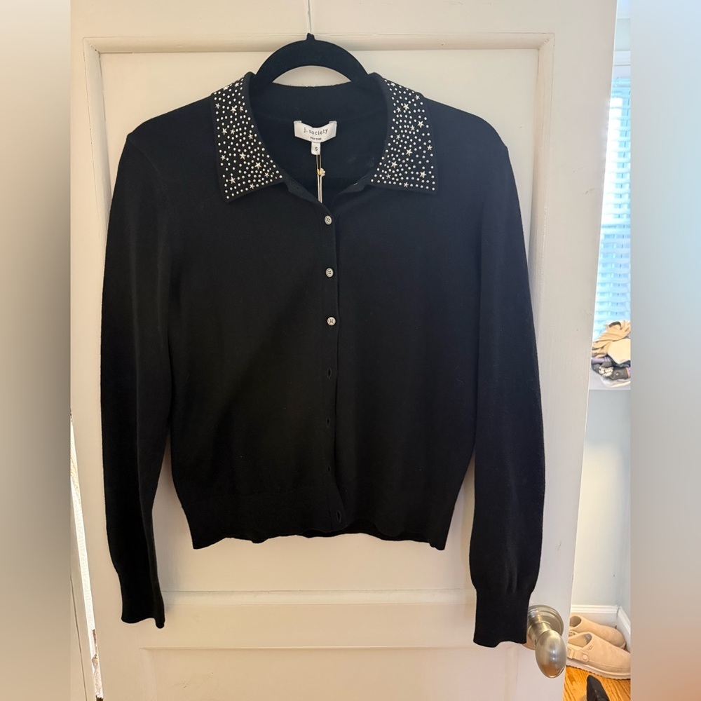 J.Society Black Cardigan with Studded Collar - Picture 2 of 7